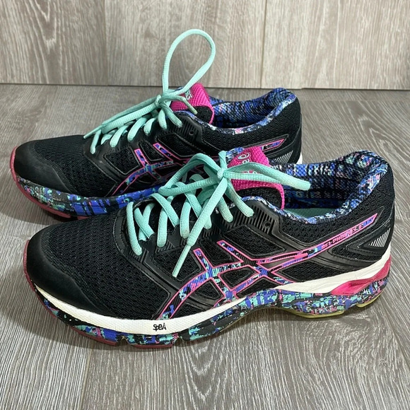 ASICS Gel Phoenix 8 T6F7Q Running Shoe Sneaker Black Pink Blue 7 - Picture 1 of 16